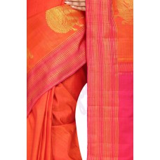 Vijayalashmi Orange Pink Kanchipuram Silk Saree [विजयलक्श्मी कौसुम्भ पाटल काञ्चीपुरं कौशेय शाटिका]